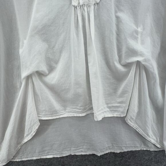 Sundance Womens Long Sleeve Ruffle Neck Hi Lo Blouse Size M White Cotton Boho - Picture 5 of 9